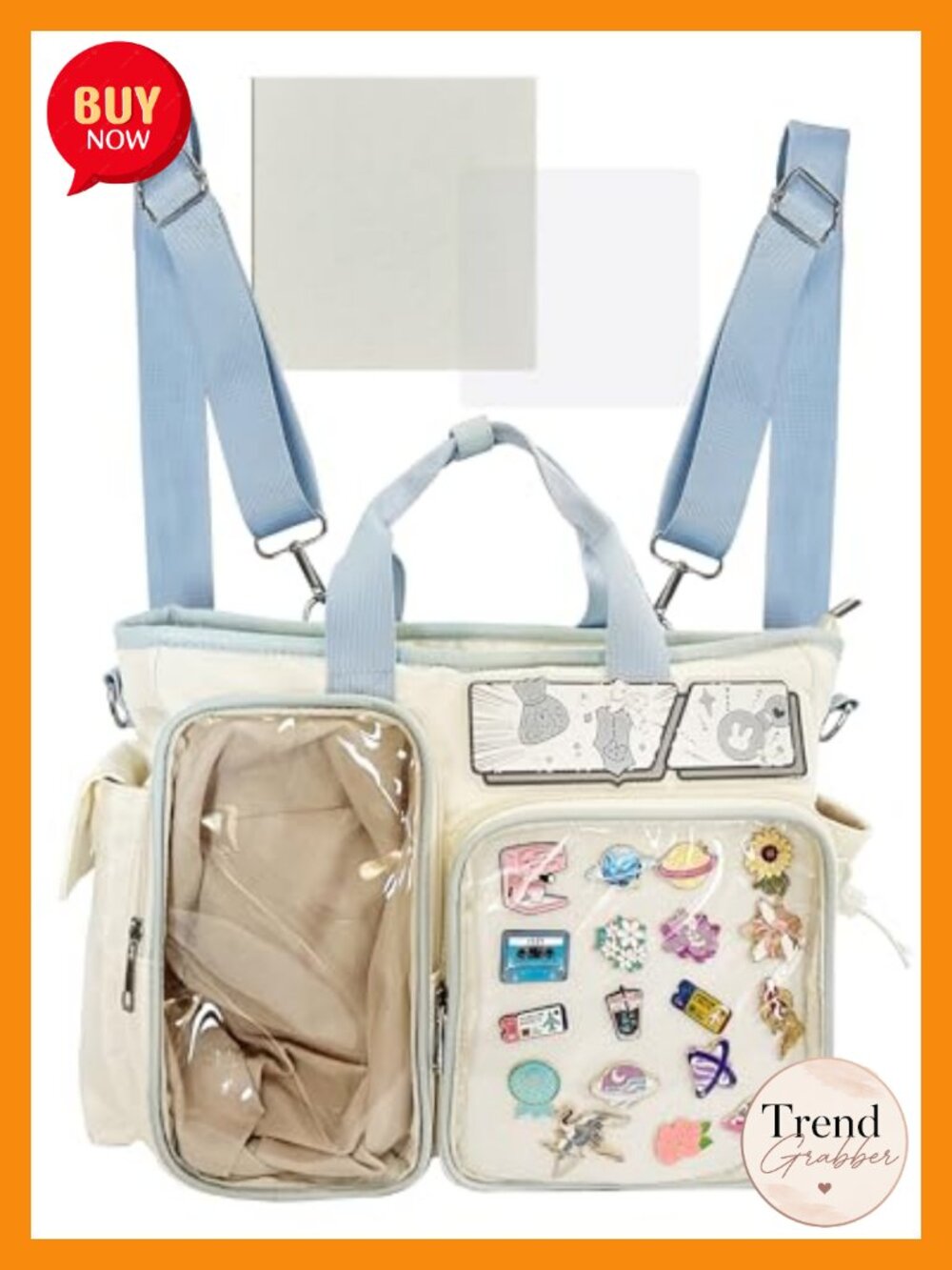 Ita Bag Crossbody Backpack Clear Display Window Oxford Cloth Anime Kawaii Purse